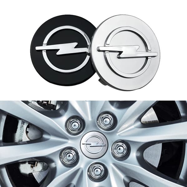 4-pakning - Opel Sentrumskåper / Hjulkapsel Emblem - Bil_MGF 64mm - Silver