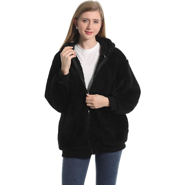 Damejakke, Frakke, Sweatshirt, Hoodies, Casual, Bomber, Tyk Fleece, Lynlås, Cardigan, Bærbar Filtforbinding Svart L