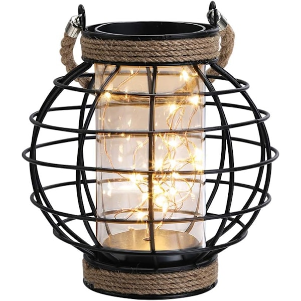 Metal Cage LED Lantern - 18.5cm Tall Battery Operated Table Lamp for Weddings