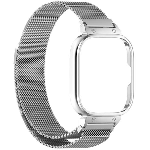 Metal Frame Case with Integrated Strap for Redmi Watch 4 Silver Silver