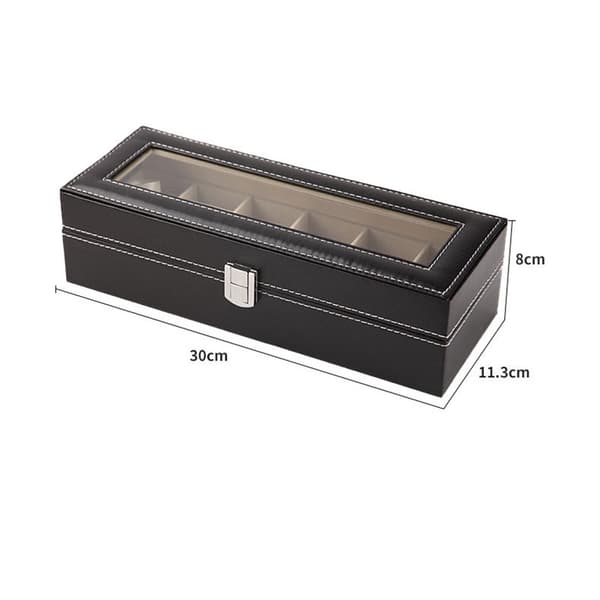 Låsbar urkasse med 6 rum og glasplade sort Black