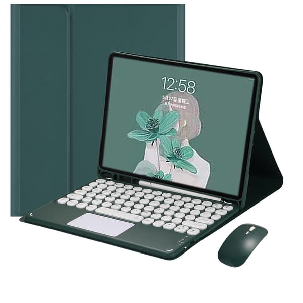 Bluetooth Keyboard Case - Dark Green with Upgraded Touchpad Keyboard Compatible with Samsung Galaxy Tab A9+ 11-inch