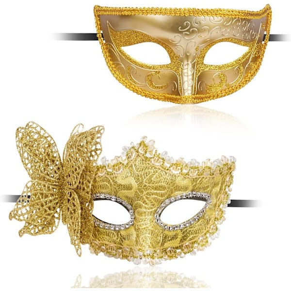 Sommerfugl Maskerademasker, 2 stk. Blondermasker til Halloween og Karneval A