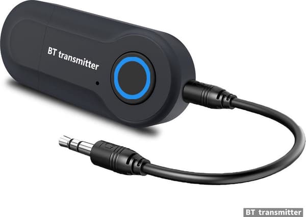 Bluetooth-sender - Bluetooth 5.0 bærbar trådløs adapter - 3,5 mm stereoanlæg med lav latenstid - til bil/TV/computer/bærbar computer - sort