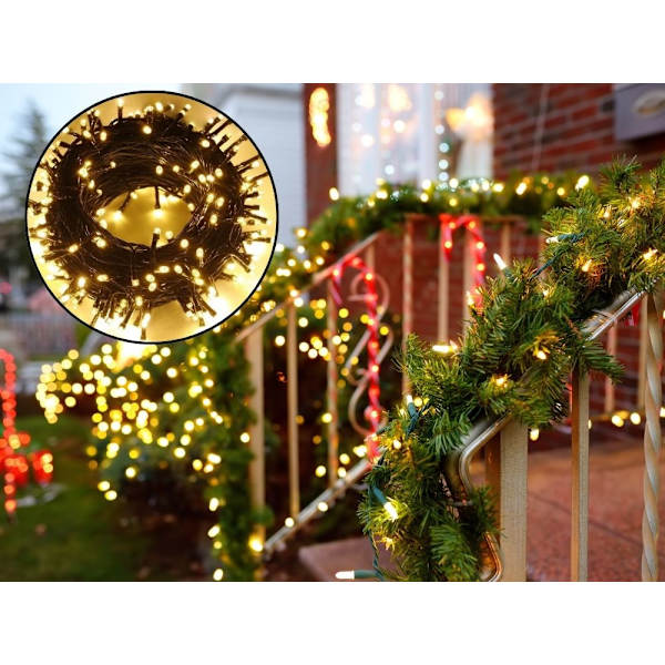 Juletræsbelysning 500 LED - Varm hvid indendørs gran, 7 programmer_MGF