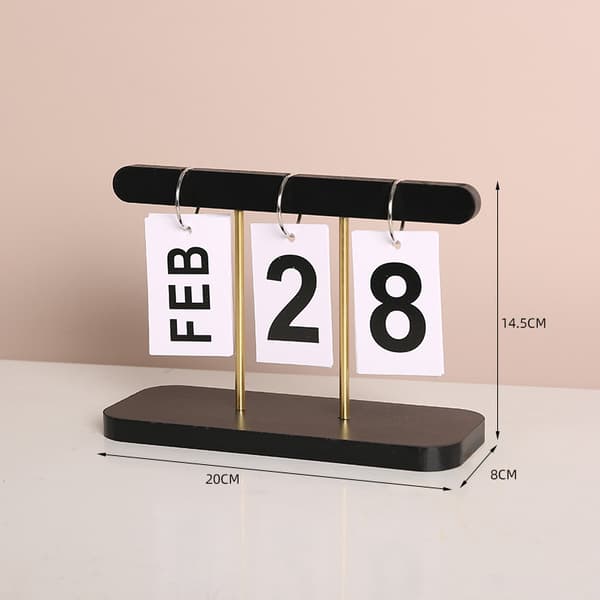 Moderne minimalistisk træpynt - evighedskalender Sort Black