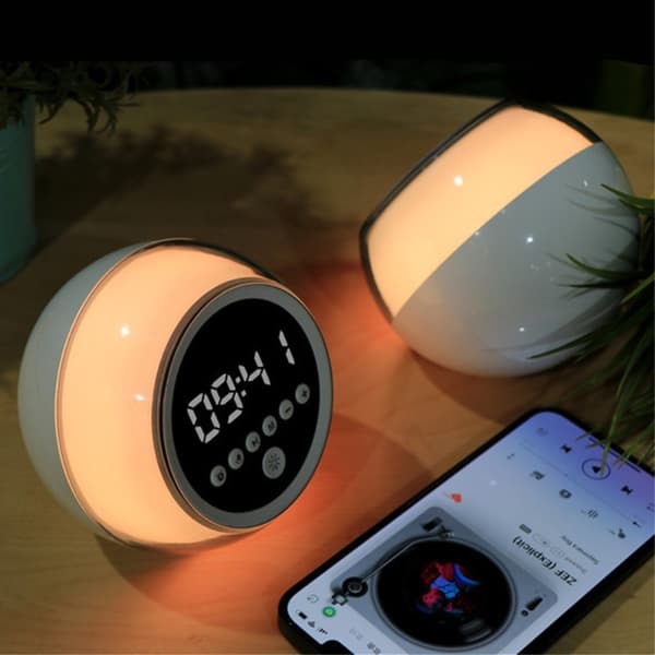 Alarm Clock Bluetooth Speaker Dimmable FM Radio Timer Function Grey_MGF grå