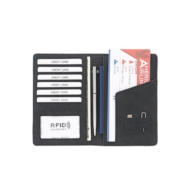 RFID-blokerende pasholder & Rejsepung - Slank & Sikker Sort Black