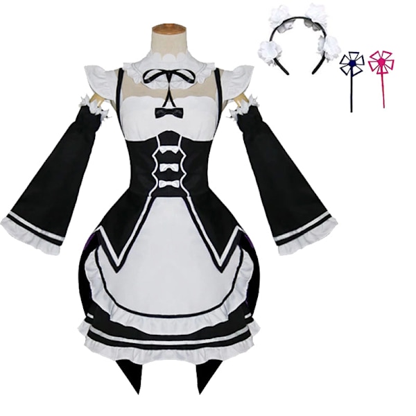 Anime Re:Zero - Starting Life in Another World Ram/Rem Cosplay Kostymer Maid Outfit Halloween Kostym Maid Servant Klänning stil 3 style3 style3 M