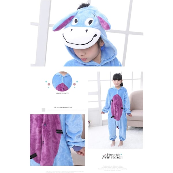 Barn/Unisex Fancy Dress Dyre Kostyme Onesie Pyjamas Jumpsuit Cosplay Kigurumi Jul Halloween Fancy Dress Glasögon 130