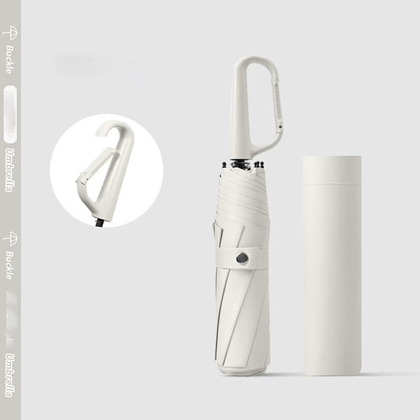 Automatisk Paraply med Ringklemme - Sammenklappeligt Rejseparaply Hvid White