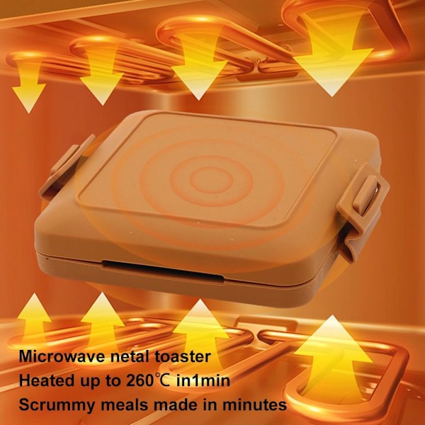 Micro Munchy Mikrobølgeovn Toaster, Silikon Sandwich Maskine, Opvaskemaskine Sikker, Orange Orange