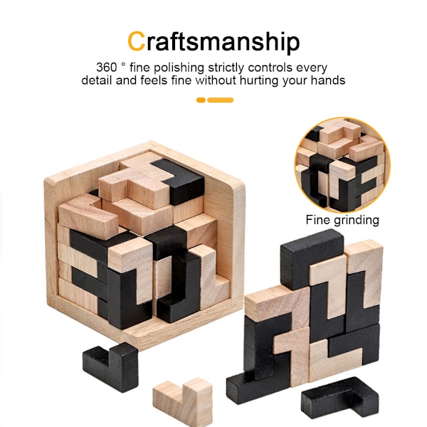 3D träpussel, kub, hjärnpussel för barn och vuxna, löst