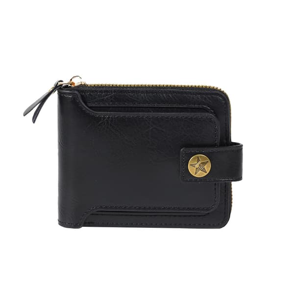 Compact and elegant PU leather wallet Black Black