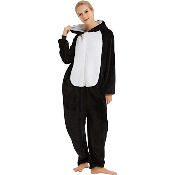 Voksen Unisex Jumpsuits Kostume Dyrekostume Dragt Kick Suit Natkjole Pyjamas Hætte Natbeklædning Cosplay Tegneserie Kigurumi Karneval Jul Halloween B-svart Husky XL