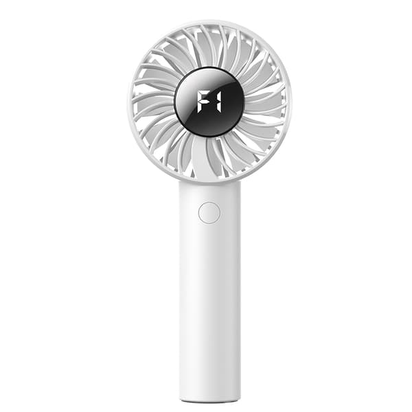 Bærbar håndholdt ventilator med 5 hastigheder og digitalt display Hvid White