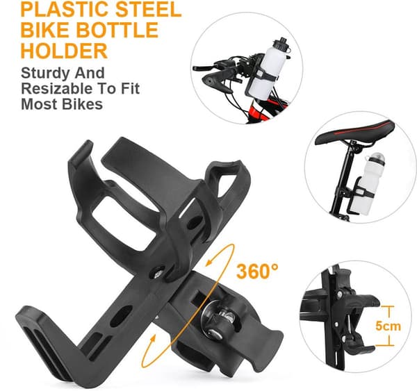 Cykelhållare för flaska, 2-pack, 360° rotation snabbkoppling, för mountainbikes, barnvagnar och rullstolar