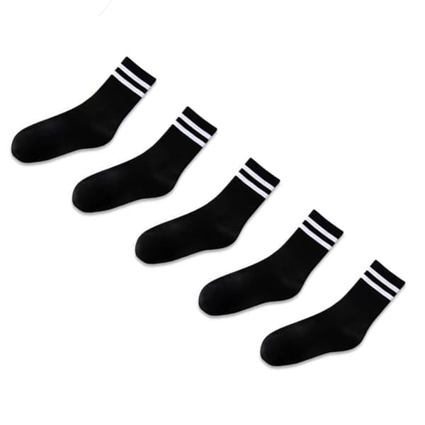 5 par ankelstrømper - to-stribet design Sort Black