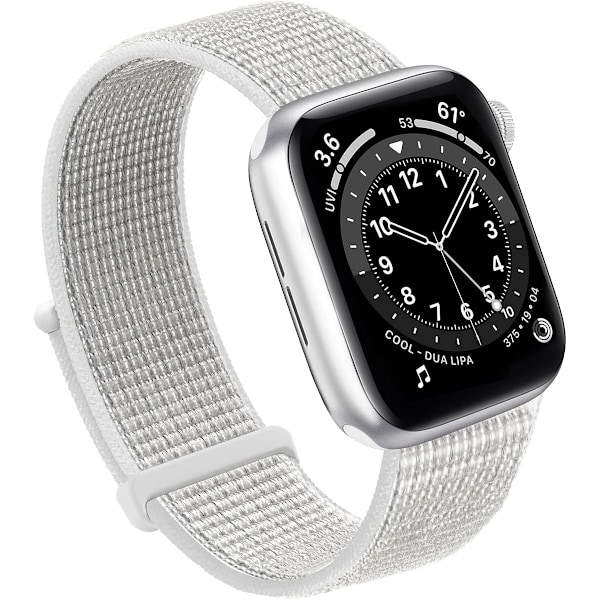 Yhteensopiva Apple Watch -ranneke, urheilullinen nylonranneke naisille ja miehille, iWatch Series Ultra 8 7 6 5 4 3 2 1 SE:lle (38/40/41mm, Heijastava valkoinen)