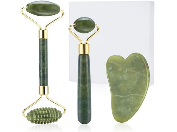 Jade Massage Roller Sæt / Gua Sha Ansigtsmassage - 3 dele_MGF