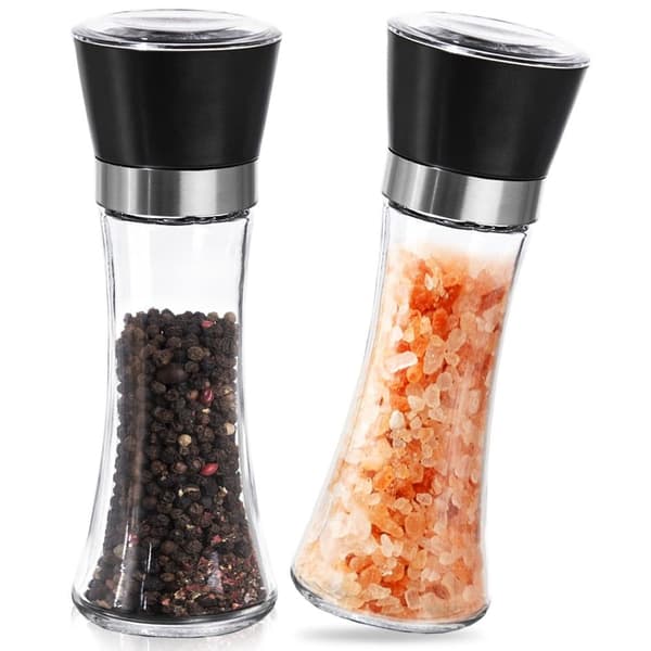 Salt- och pepparkvarn i glas, 2-pack, 18,5 cm_MGF