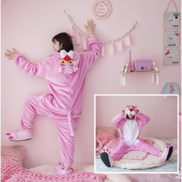 Unisex børnejumpsuits, 2023 kostume dyreonesie natkjole pyjamas hættede nattøj cosplay kigurumi nattøj jul halloween pinkleopard 110