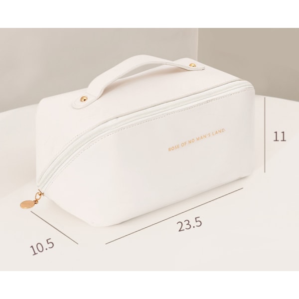 Sminkväska/Organisatör - Resevänlig Bärbar Sminkförvaringsväska Milk apricot white
