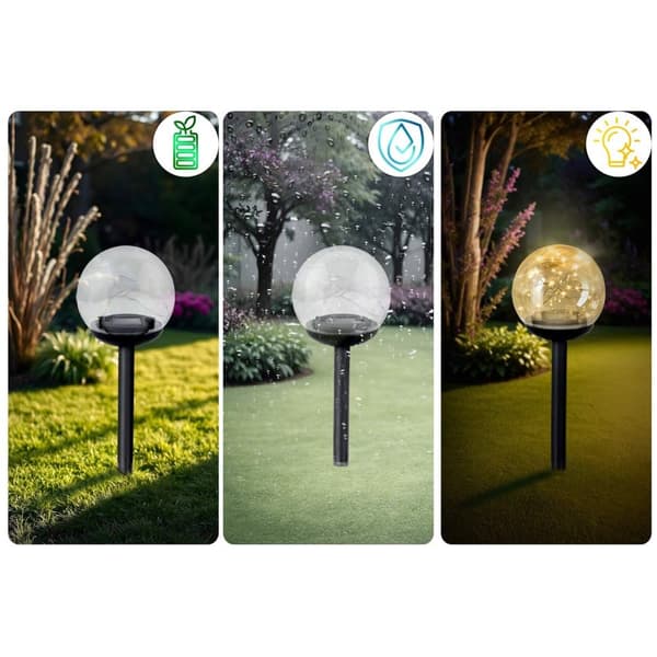Solcellelampe, transparent kule, 4 stk. Ilumen LS-103_MGF