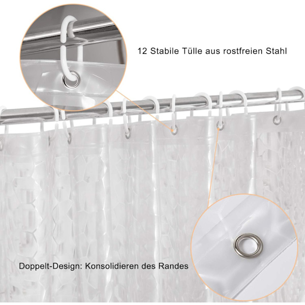 Transparent duschdraperi med viktmagneter i botten