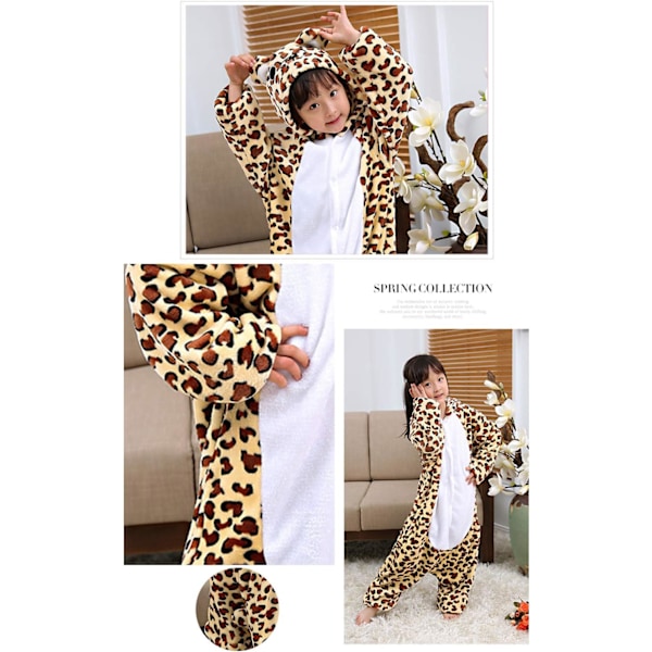 Barn/Unisex Fancy Dress Dyre Kostyme Onesie Pyjamas Jumpsuit Cosplay Kigurumi Jul Halloween Fancy Dress leopard 100