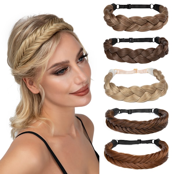 1 st Syntetiskt Fläthår med Justerbart Bälte Flätad Bohemisk Stil Damfrisyr 1B 1B Athree strand braid