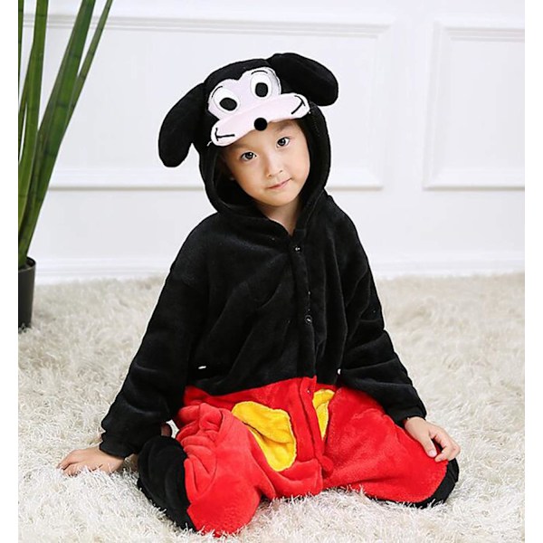 Barn unisex jumpsuit, 2023 kostymdjur onesie nattklänning pyjamas huvtröja cosplay kigurumi nattkläder jul halloween Musse 110