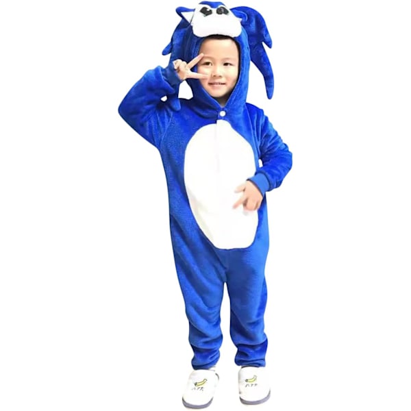 Barn unisex jumpsuit, 2023 kostymdjur onesie nattklänning pyjamas huvtröja cosplay kigurumi nattkläder jul halloween Sonic 140