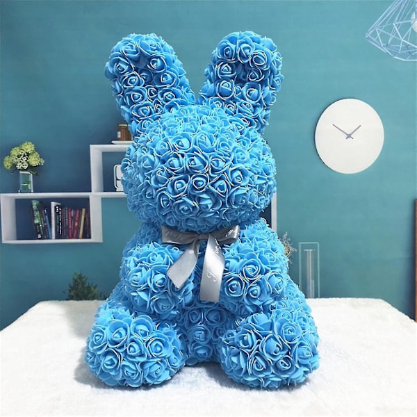 Rose Bunny Udødelig Blomst Kanin Skum Valentinsdag Fest Dekoration Rose Bunny, ingen gaveæske Blue