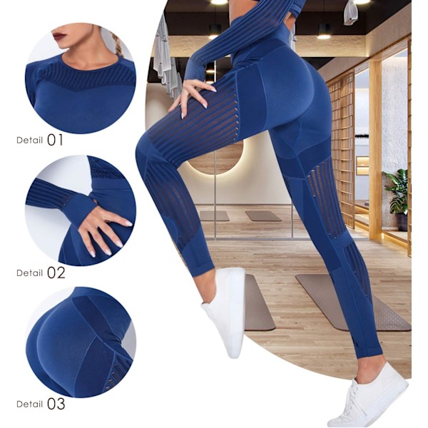 Yoga-bukser Gym Kort Toppsett For Kvinner Høy Midje Sømløse Leggings Yoga Tights Leggings Trening Sports Topp Løping Gym Bukser Med Elastisk Livbånd