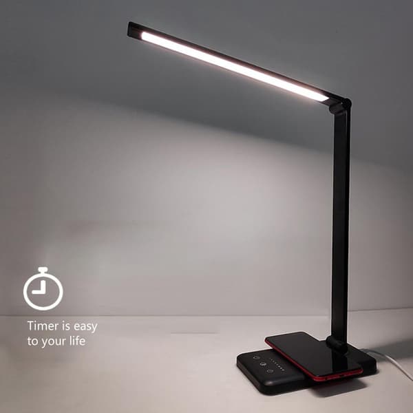 Dimmable Desk Lamp with QI Charging and 5 Light Modes, Black black_MGF