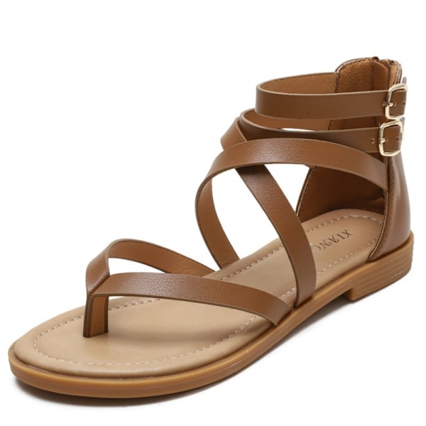 Dame sandaler i romersk stil, sommersko apricot 41