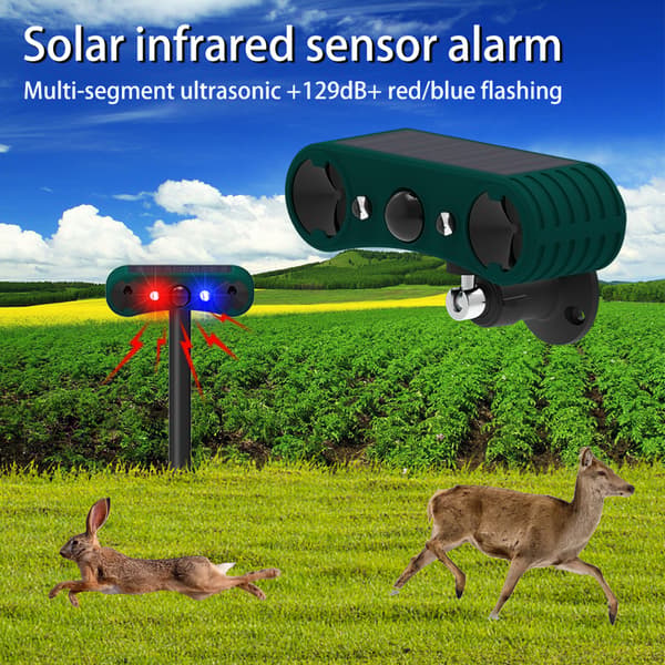 Ultrasonic Rat Repellent with Solar Panel, Compatible with SE Countries, Effective Pest Control for Garden and Home