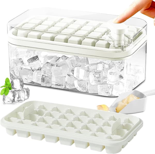 SDIGV Isbitsbricka med Lock och Behållare, 2-pack för Frys, 64 st Isbitsform (Grön) White_MGF White