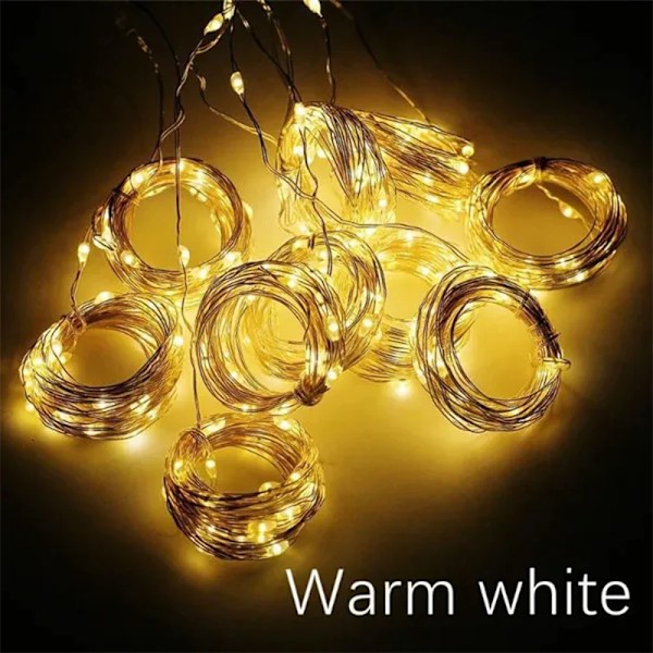 3M LED-ljusslingor, Fe-Dekoration, USB-driven Gardinlampa, 8 lägen för Hem, Trädgård, Julfest, Nyår, Bröllop, Varmvit Warm White 200LED(3M x 1M)