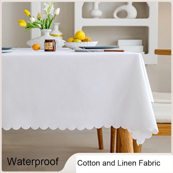 Vandtæt dug, nordisk bomuld og linned dug, japansk stil, ensfarvede duge til spisebord, sofabord, elfenben Ivory 140x180cm