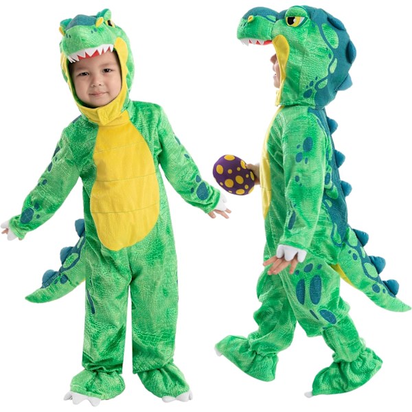 Grön T-Rex Dinosauriedräkt för Barn, Halloween, Bus eller Godis, Rollspel Medium ( 8- 10 yrs)