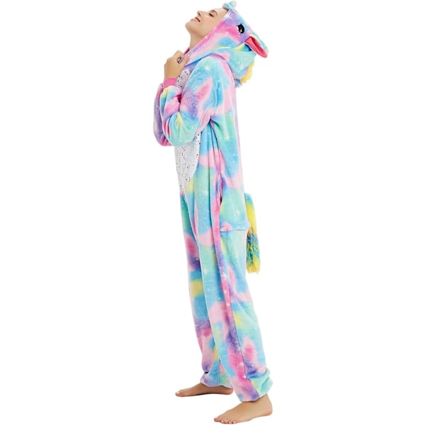 Voksen Unisex Jumpsuits Kostume Dyrekostume Dragt Kick Suit Natkjole Pyjamas Hætte Natbeklædning Cosplay Tegneserie Kigurumi Karneval Jul Halloween B-blå enhörning M