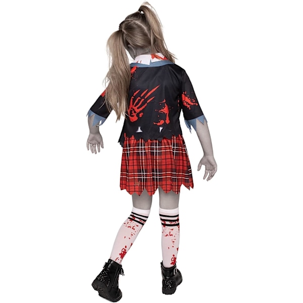 Zombie Skolepige Kostume, Pige Blodig Zombie Kostume til Børn, Halloween, Skole, Event Fest Kjole Medium (8-10 yrs) röd röd