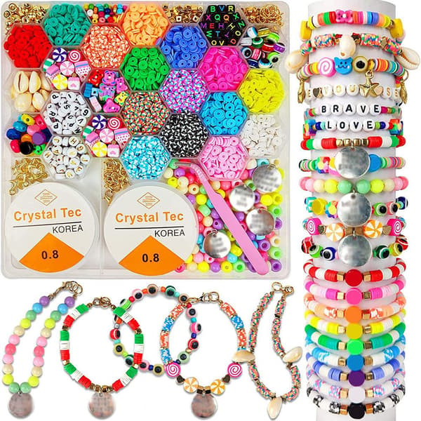 Gør-det-selv farverige perler Sæt Håndlavede perlearmbånd gør tilbehør til børnepiger 3600PCS