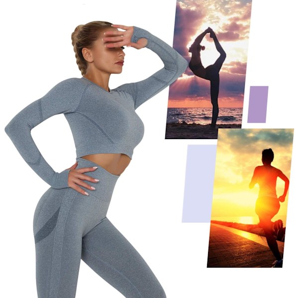 Yoga-bukser Gym Kort Toppsett For Kvinner Høy Midje Sømløse Leggings Yoga Tights Leggings Trening Sports Topp Løping Gym Bukser Med Elastisk Livbånd