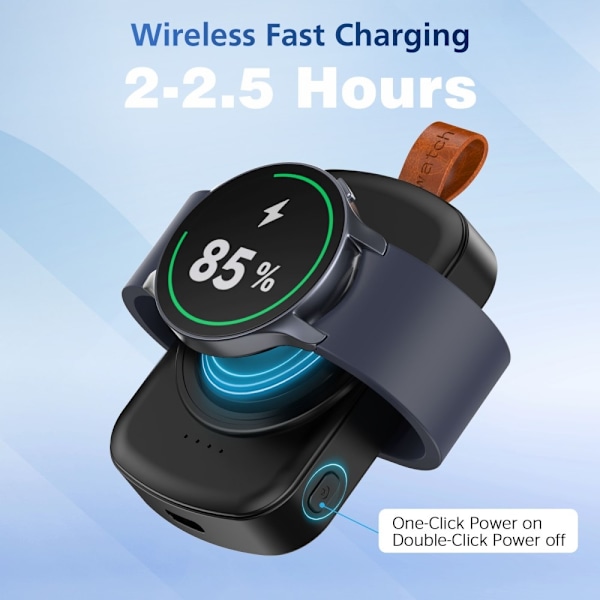 PowerBank til Samsung Galaxy Watch 6 Watch 5 Watch 4 40mm 44mm Black Svart
