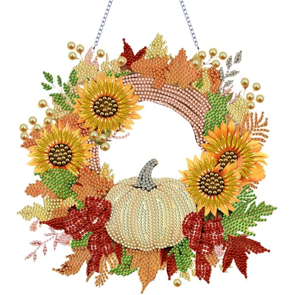 Custom Diamond Wreath Kit | Acrylic Autumn Pumpkin Art | Home Decor