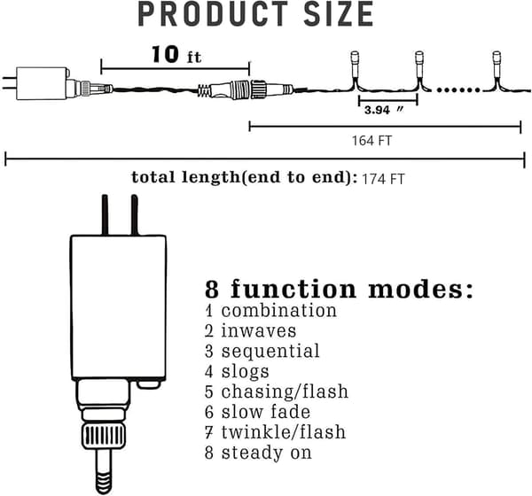 Lysguirlander til udendørs brug, 1000 LED 100 meter, Plug-in-model White_MGF White 500 LED