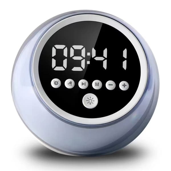 Alarm Clock Bluetooth Speaker Dimmable FM Radio Timer Function Grey_MGF grå
